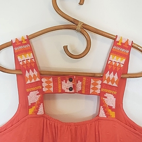 Anthropologie Coral Embroidered Coastal Boho Tunic Dress Size Small - Picture 6 of 11